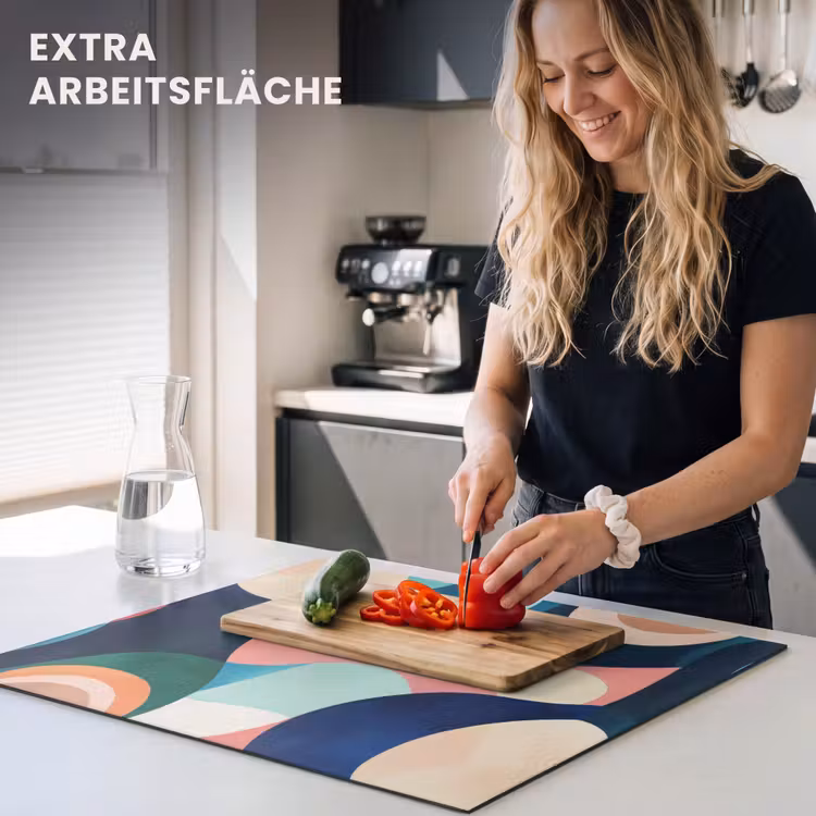 Herdabdeckplatte - Abstrakt - Blau - Rosa — 5