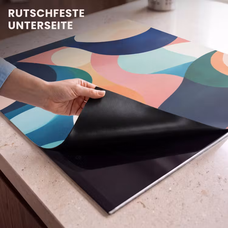Herdabdeckplatte - Abstrakt - Blau - Rosa — 6