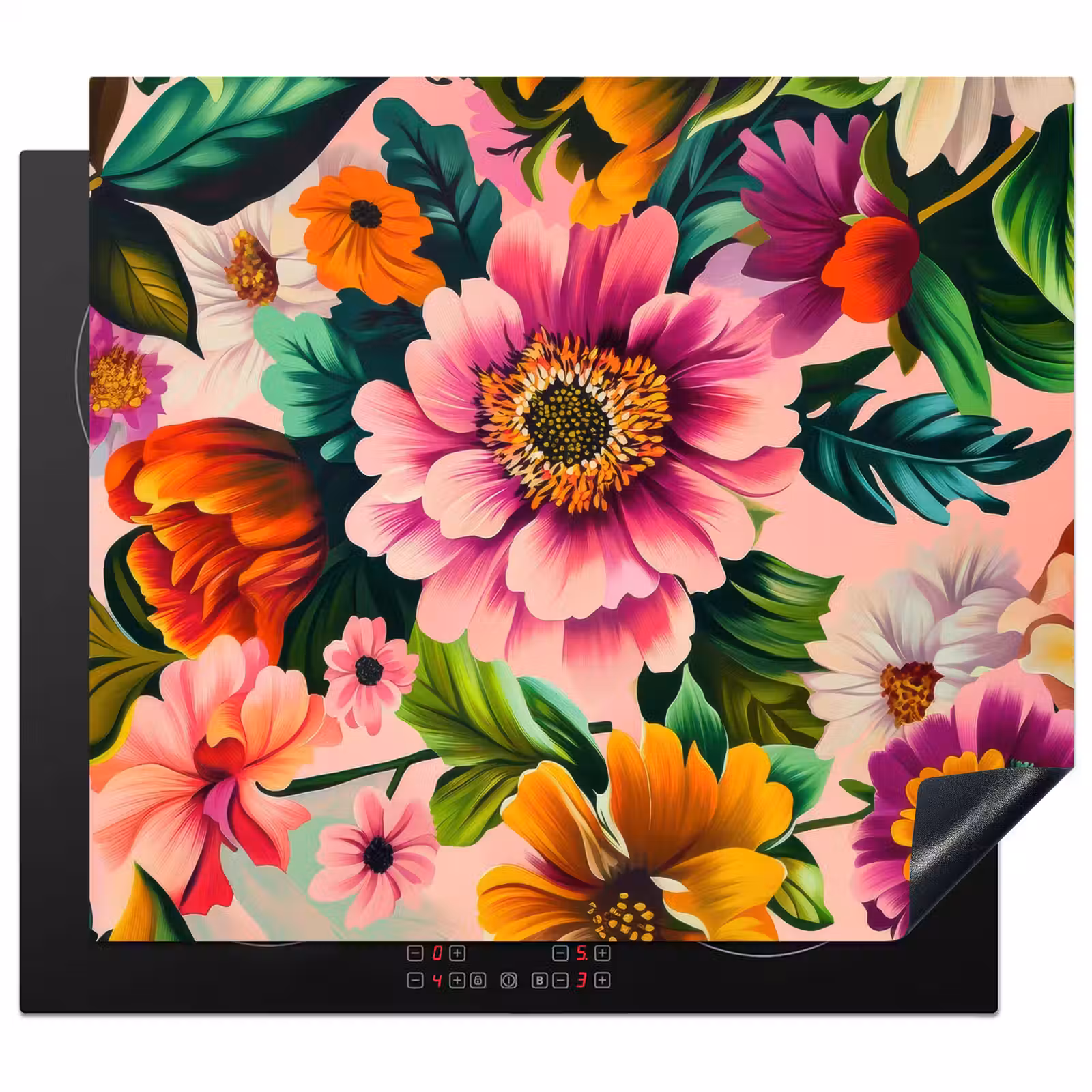 Herdabdeckplatte - Blumen - Bunt - Rosa — 1