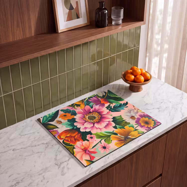 Herdabdeckplatte - Blumen - Bunt - Rosa — 4