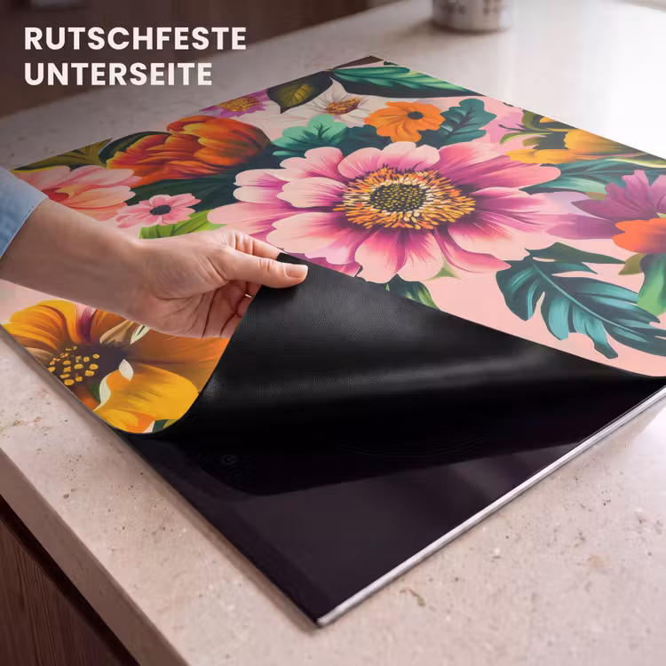 Herdabdeckplatte - Blumen - Bunt - Rosa — 6