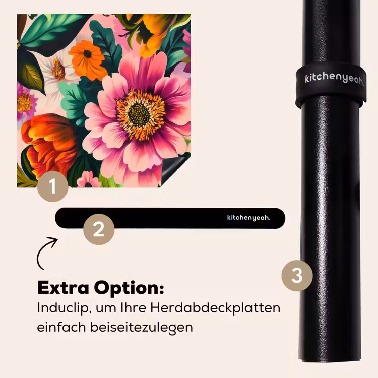 Herdabdeckplatte - Blumen - Bunt - Rosa — 8