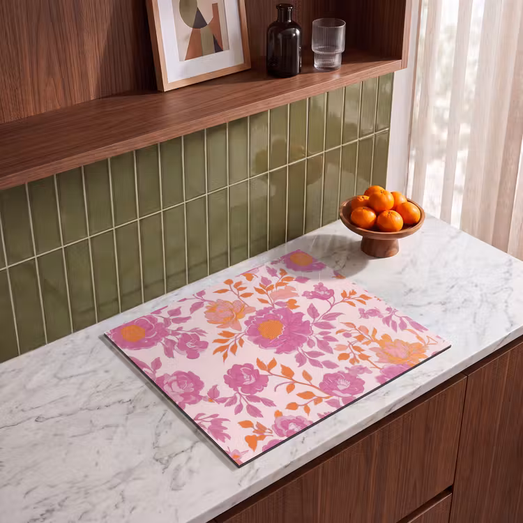 Herdabdeckplatte - Florales Muster - Rosa - Orange - Blumen — 4