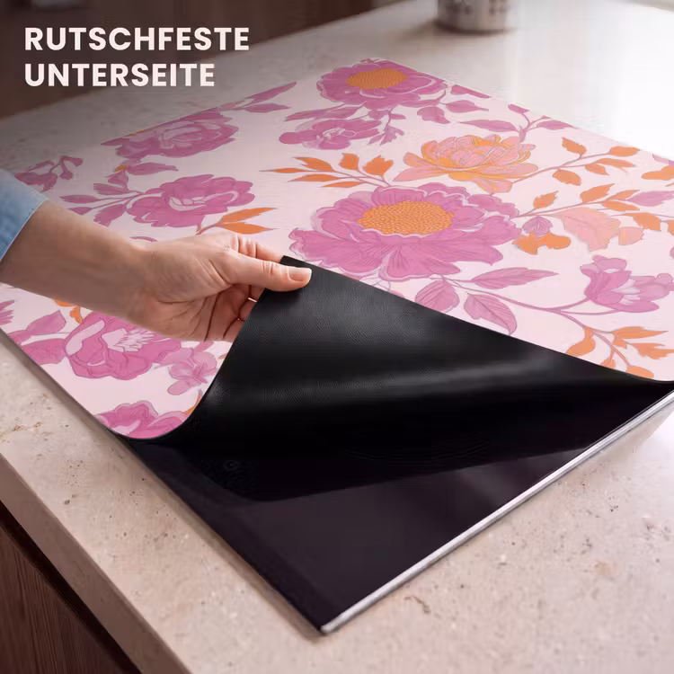 Herdabdeckplatte - Florales Muster - Rosa - Orange - Blumen — 6