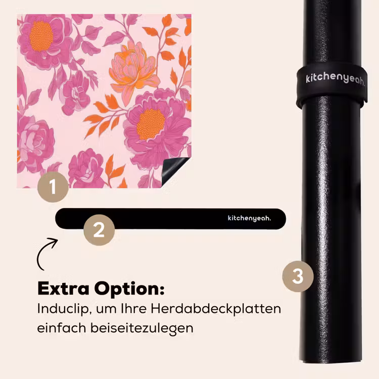 Herdabdeckplatte - Florales Muster - Rosa - Orange - Blumen — 8