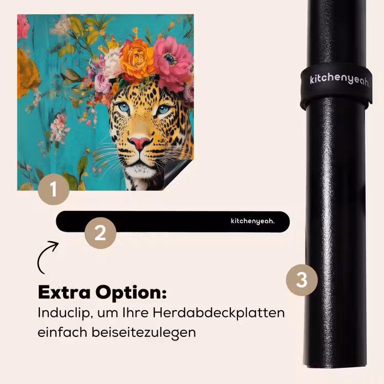 Herdabdeckplatte - Leopard - Blumen - Krone — 8