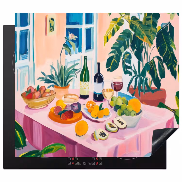 Herdabdeckplatte - Tisch - Wein - Obst — 1