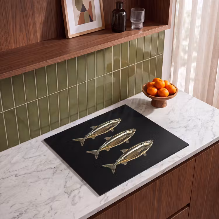 Herdabdeckplatte - Fische - Gold - Schwarz — 4