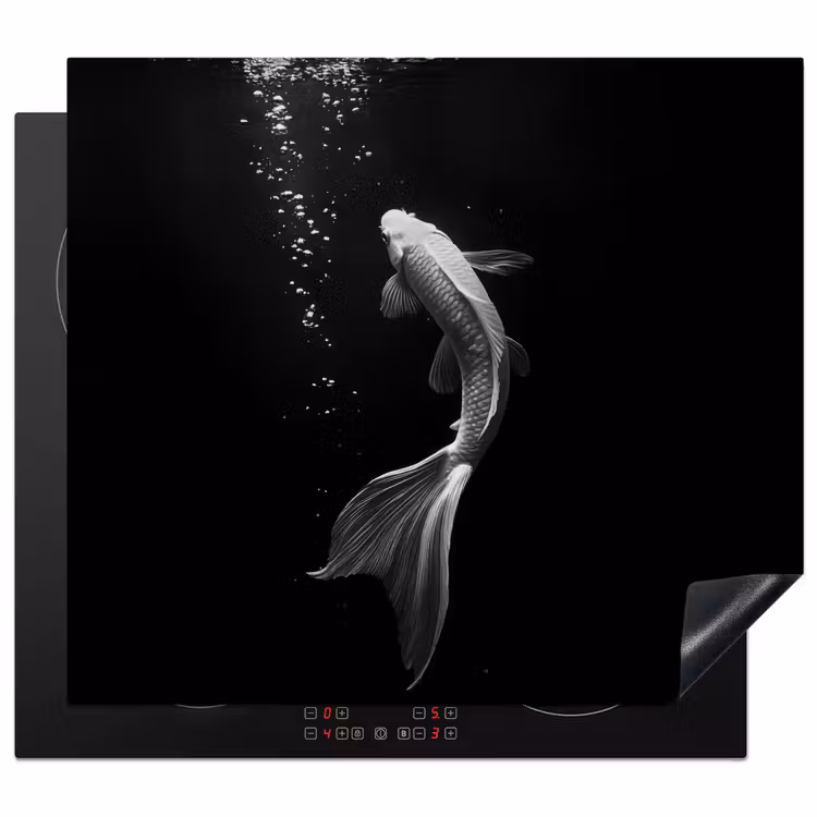 Herdabdeckplatte - Koi - Fisch - Weiß - Schwarz — 1