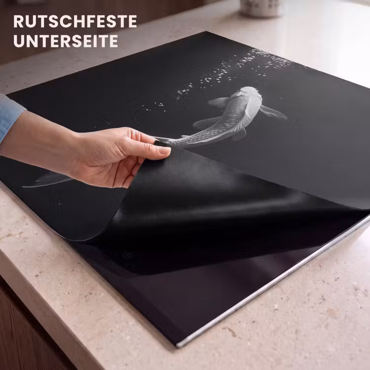 Herdabdeckplatte - Koi - Fisch - Weiß - Schwarz — 6