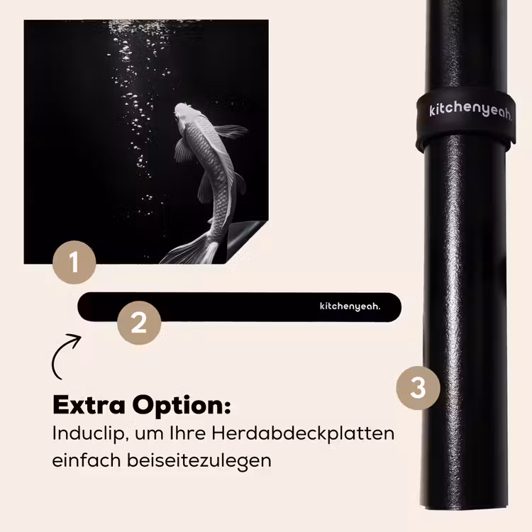 Herdabdeckplatte - Koi - Fisch - Weiß - Schwarz — 8