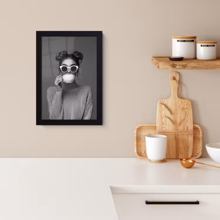 Bilder mit Rahmen - Frau - Kaffee - Schwarz - Weiß — 4