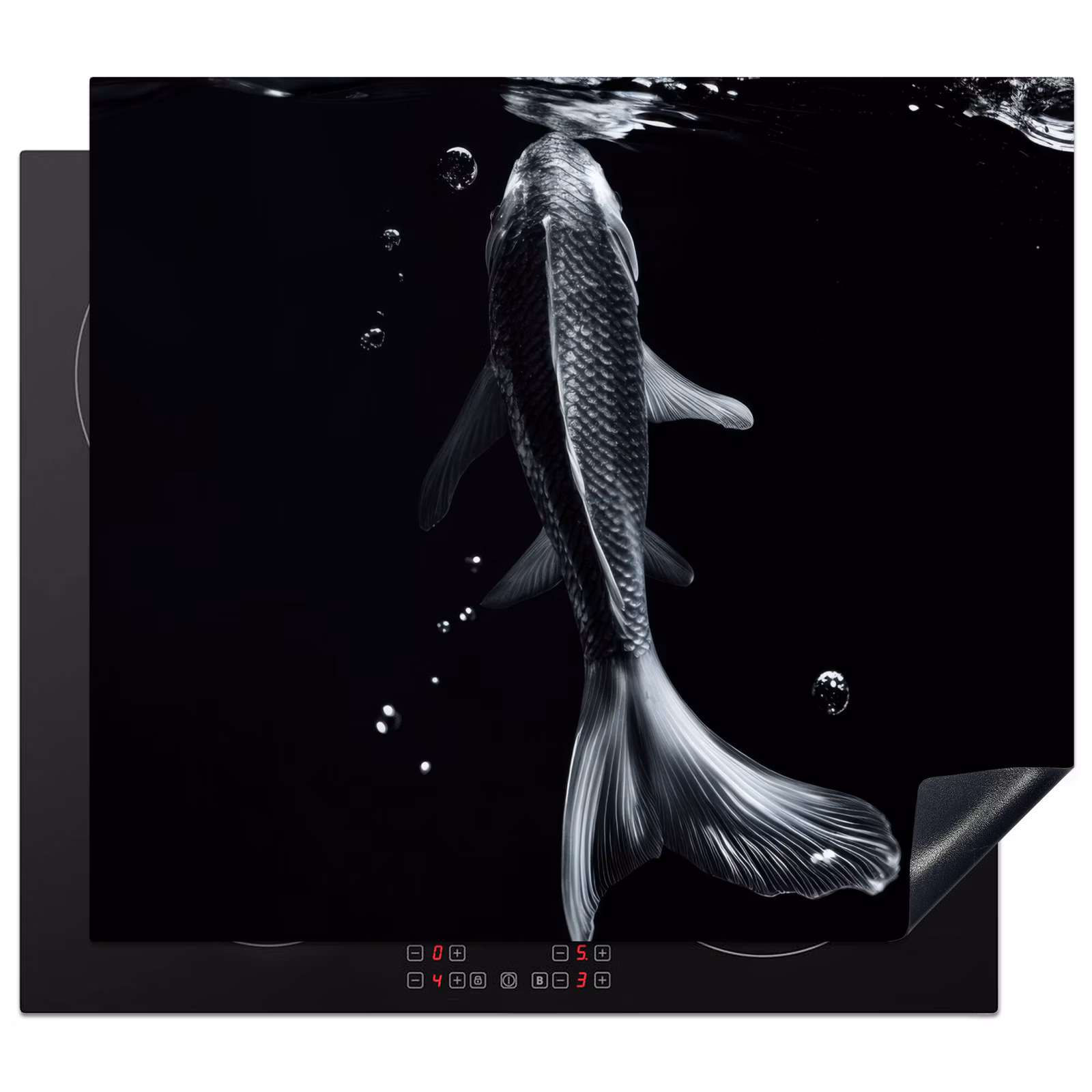 Herdabdeckplatte - Koi - Fisch - Wasser - Schwarz — 1