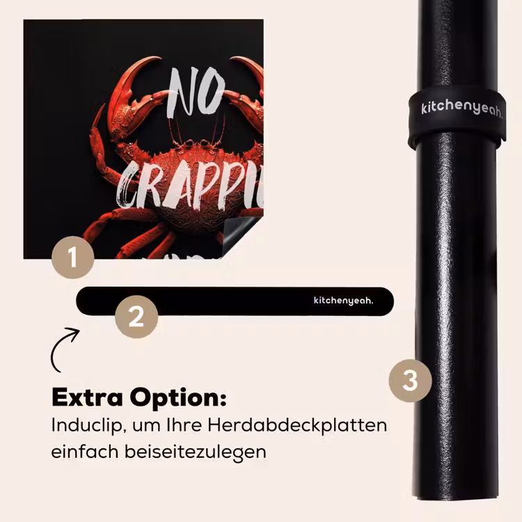 Herdabdeckplatte - Krabbe - Rot - Text - Schwarz — 8