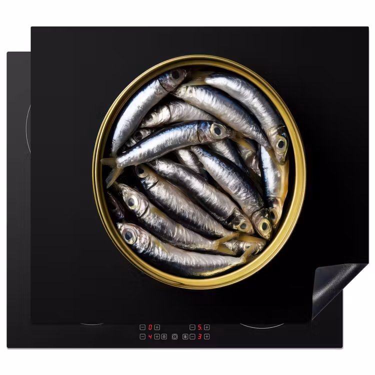 Herdabdeckplatte - Sardinen - Fisch - Rund - Schwarz — 1