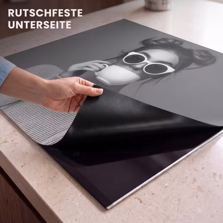 Herdabdeckplatte - Frau - Kaffee - Schwarz - Weiß — 6