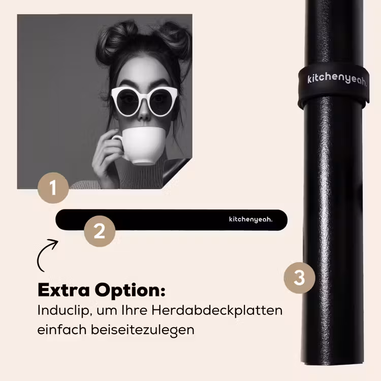 Herdabdeckplatte - Frau - Kaffee - Schwarz - Weiß — 8