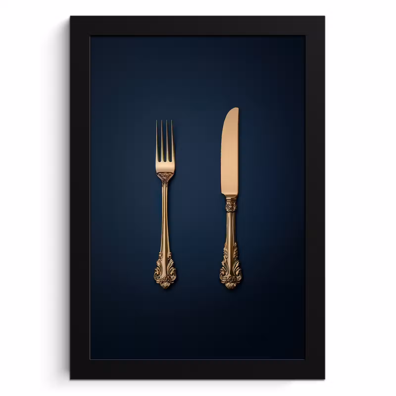 Bilder mit Rahme - Besteck - Dunkelblau - Gold — 1