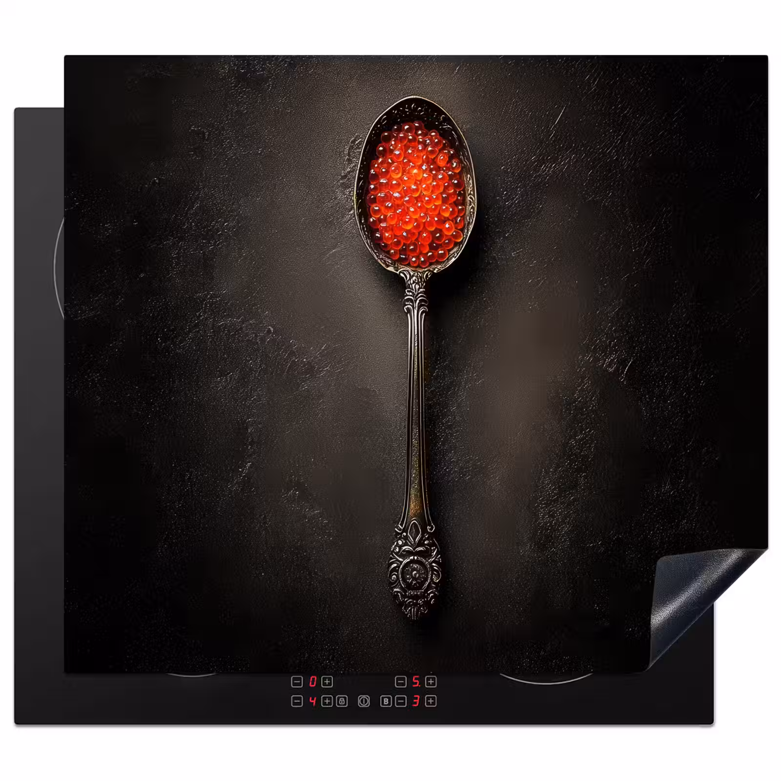 Herdabdeckplatte - Schwarz - Löffel - Kaviar — 1