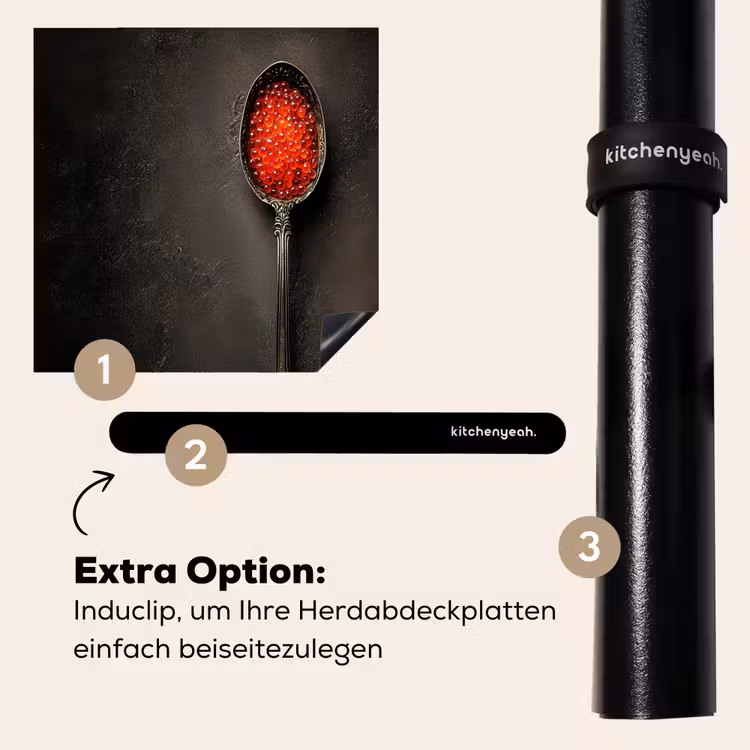 Herdabdeckplatte - Schwarz - Löffel - Kaviar — 8