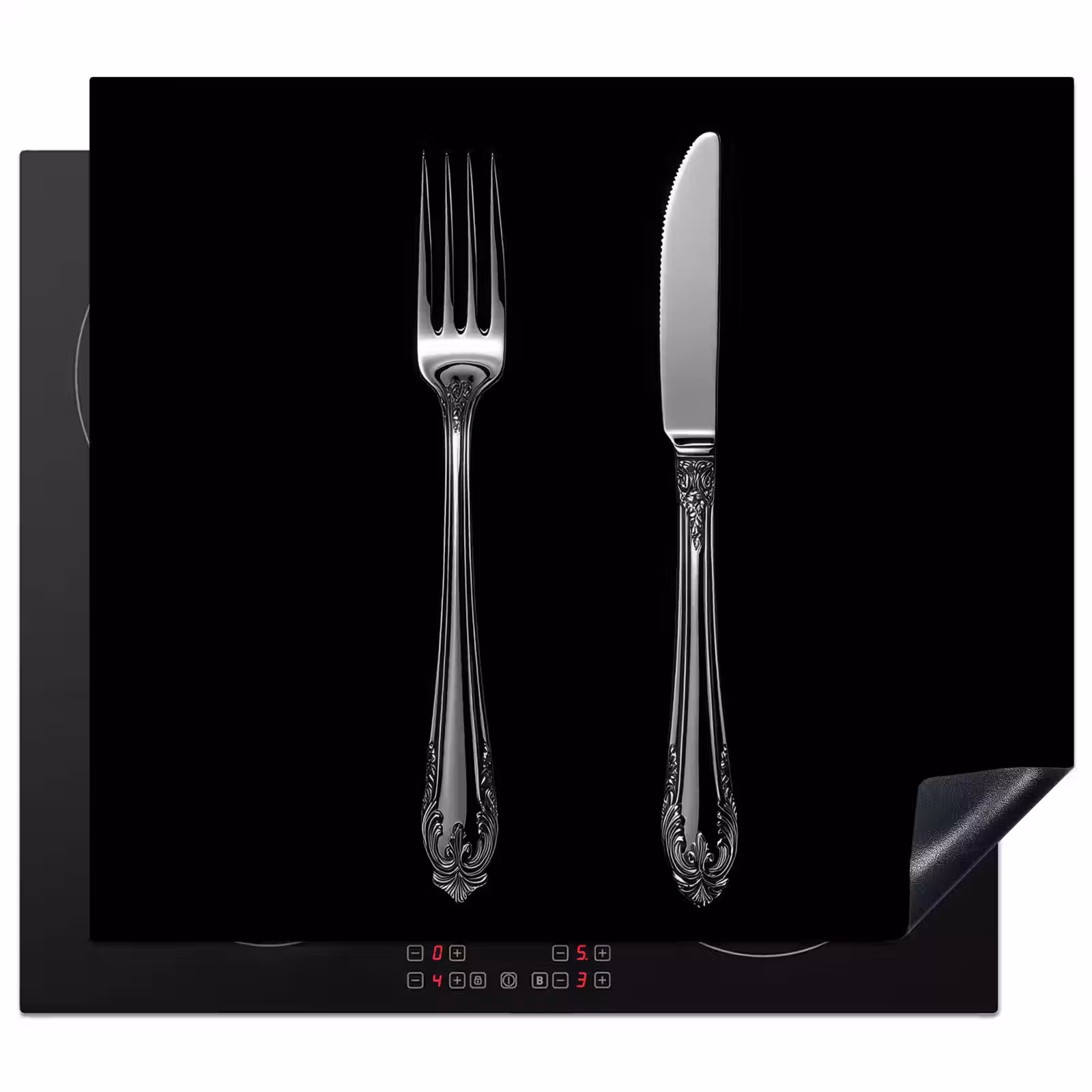 Herdabdeckplatte - Gabel - Messer - Silber — 1