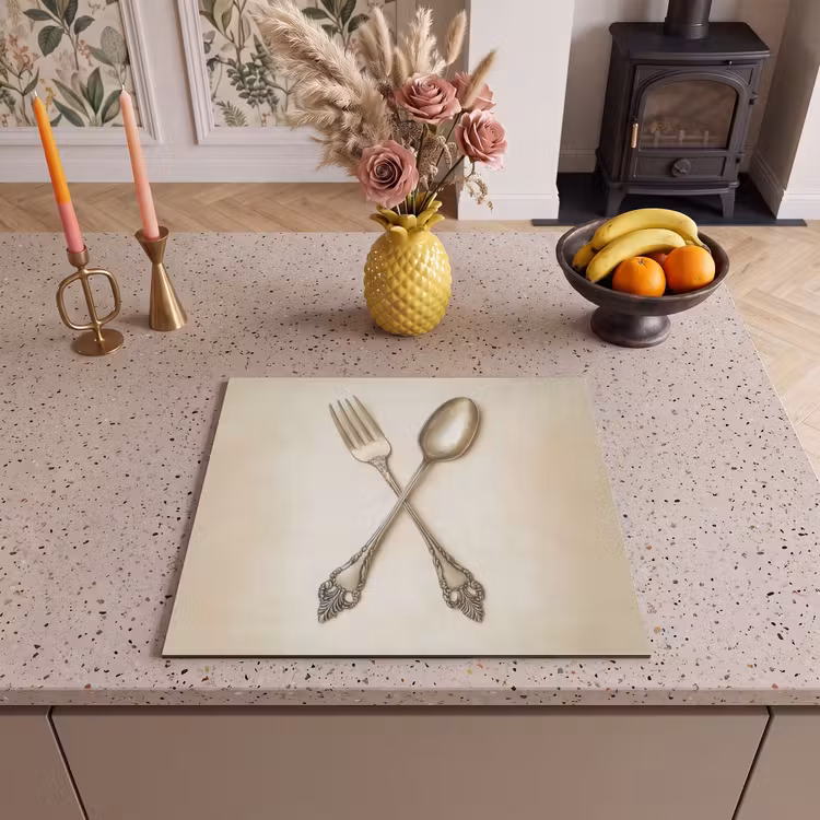 Herdabdeckplatte - Beige - Vintage - Besteck — 3