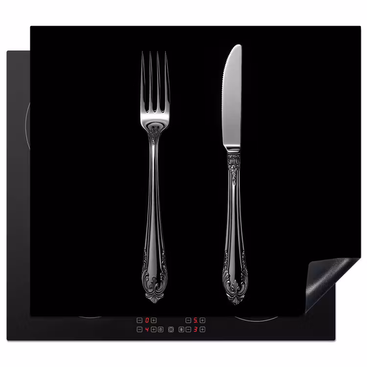 Herdabdeckplatte - Gabel - Messer - Silber — 1