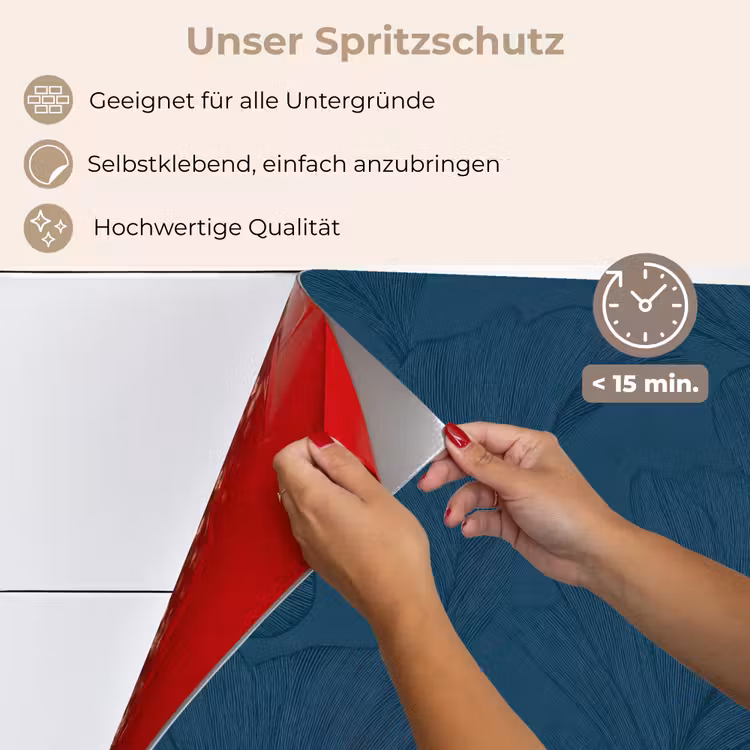 Spritzschutz Küche - Abstrakt - Muster - Dunkelblau - Elegant — 4