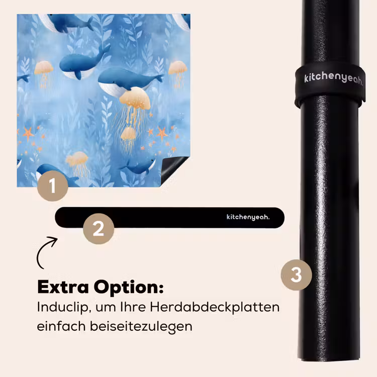 Herdabdeckplatte - Wale - Ozean - Blau — 8
