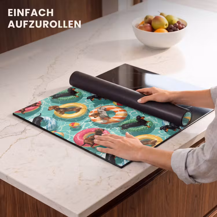 Herdabdeckplatte - Dackel - Pool - Farbenfroh — 7