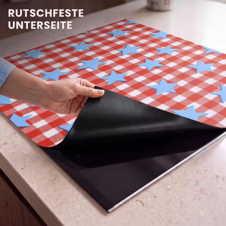 Herdabdeckplatte - Kariert - Sterne - Rot — 6