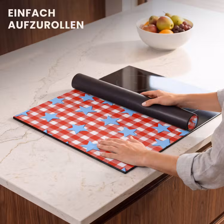 Herdabdeckplatte - Kariert - Sterne - Rot — 7