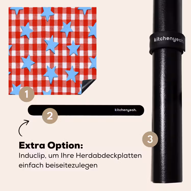 Herdabdeckplatte - Kariert - Sterne - Rot — 8