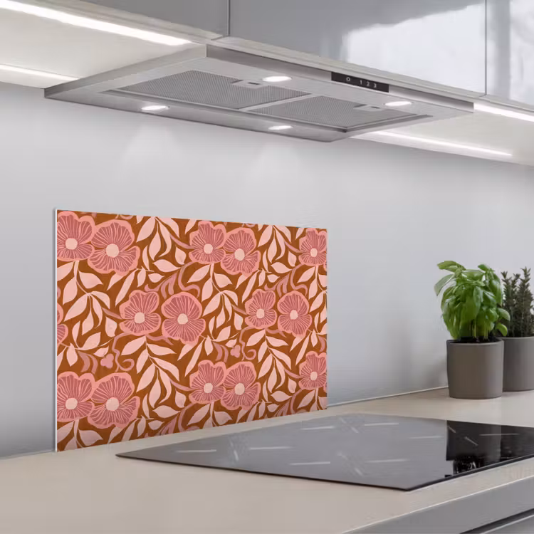 Spritzschutz Küche - Atmosphäre - Blumen - Rosa — 1