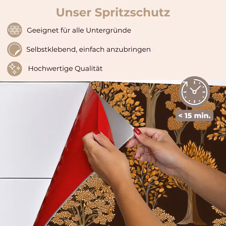 Spritzschutz Küche - Bäume - Muster - Braun — 4