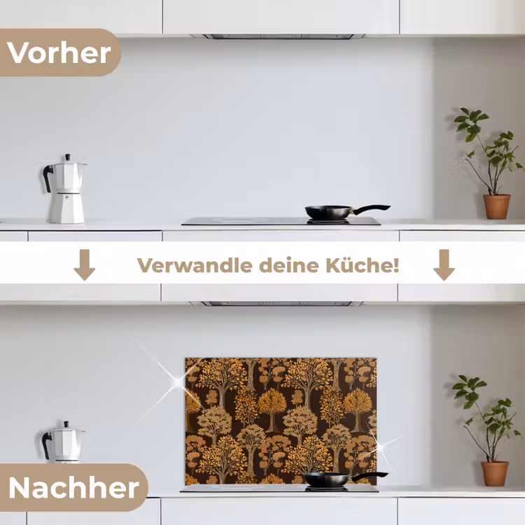 Spritzschutz Küche - Bäume - Muster - Braun — 7