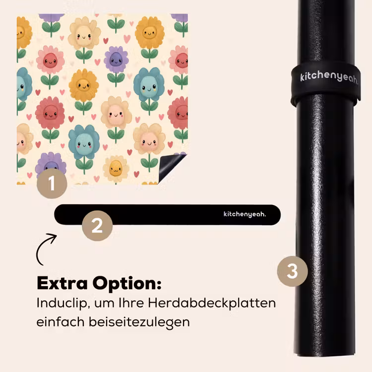 Herdabdeckplatte - Blumen - Herzen - Farbenfroh — 8