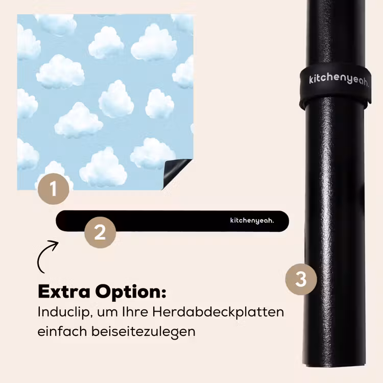 Herdabdeckplatte - Wolken - Illustration - Blau — 8