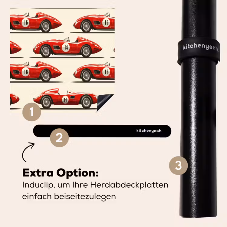 Herdabdeckplatte - Rennwagen - Retro - Rot — 8