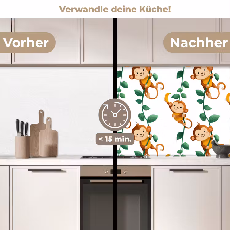 Spritzschutz Küche - Affen - Lianen - Farbenfroh — 2