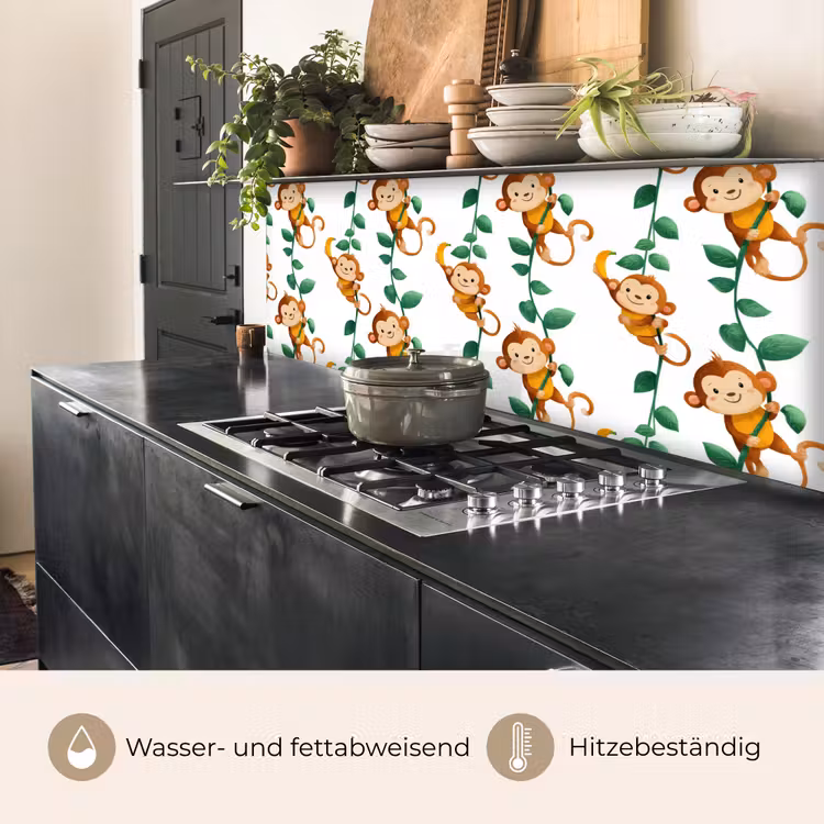 Spritzschutz Küche - Affen - Lianen - Farbenfroh — 3