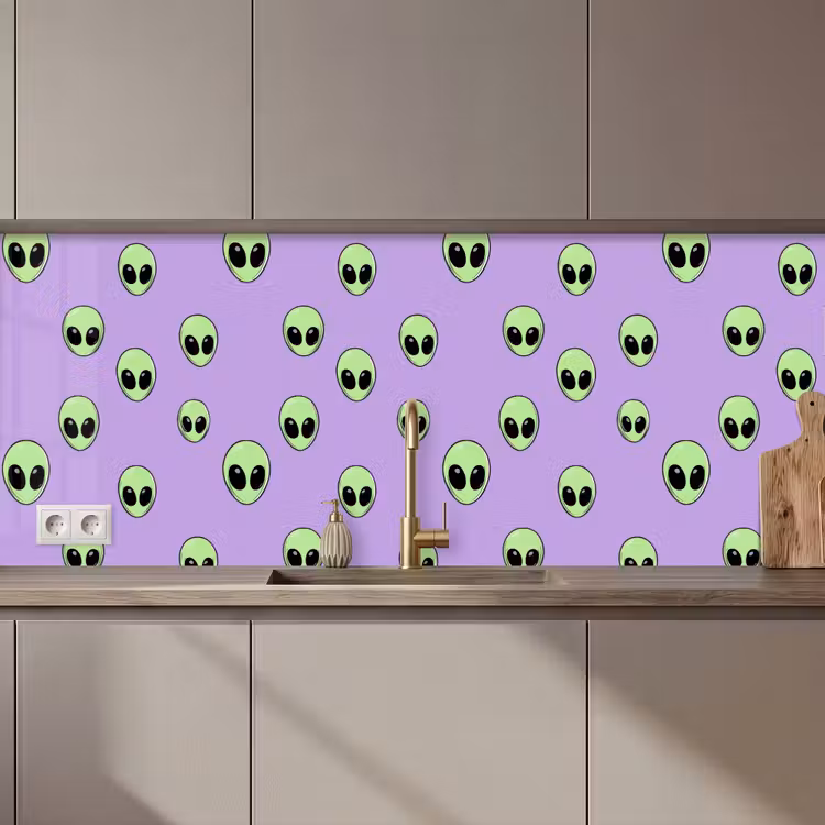 Spritzschutz Küche - Alien - Retro - Flieder — 1