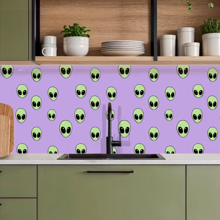Spritzschutz Küche - Alien - Retro - Flieder — 5