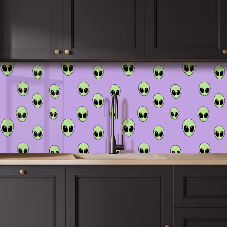 Spritzschutz Küche - Alien - Retro - Flieder — 6