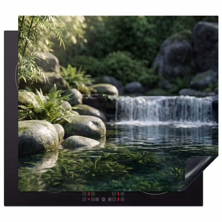 Herdabdeckplatte - Bach - Wasserfall - Natur - Grün — 1