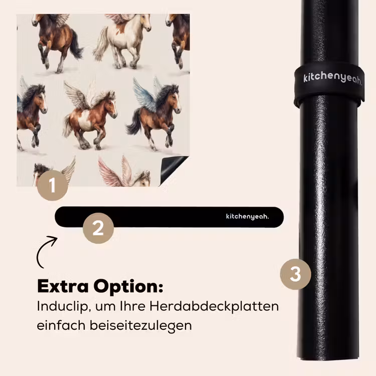 Herdabdeckplatte - Pferde - Flügel - Farbenfroh — 8