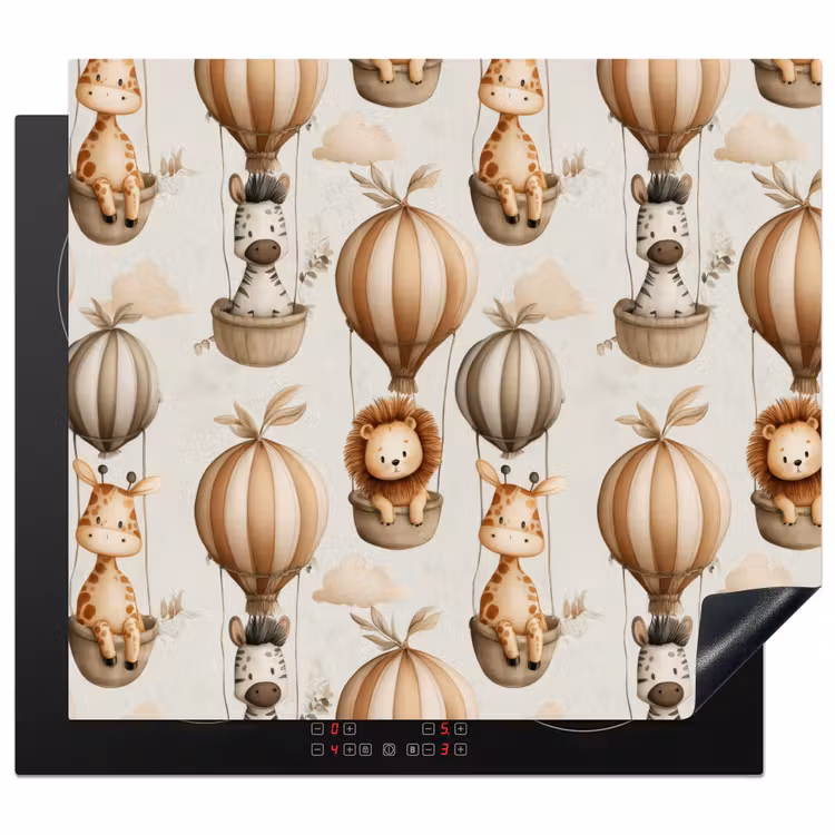 Herdabdeckplatte - Safari - Heißluftballons - Taupe — 1