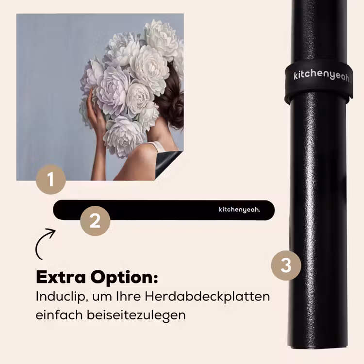 Herdabdeckplatte - Blumen - Frau - Weiß — 8