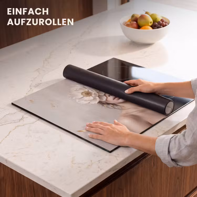 Herdabdeckplatte - Frau - Pfingstrose - Weiß — 7