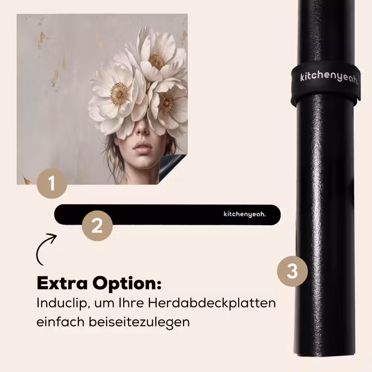 Herdabdeckplatte - Frau - Pfingstrose - Weiß — 8